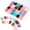 Lot de 576 faux ongles carrés colorés à presser pour ongles artificiels en acrylique 12 tailles pour femme