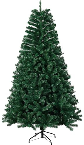 Maxesla 6ft Christmas Tree with Foldable Metal Stand, 600 Tips Artificial Christmas Tree, Realistic Bushy Spruce Branches, Idea Christmas Decorations for Indoor Holiday Decoration, Green