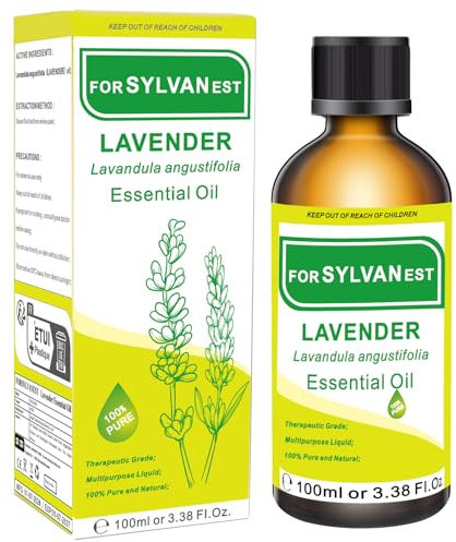 FORSYLVANEST Lavanda Olio Essenziale 100ML 100% Puro Olio Naturale Non Diluito per Aromaterapia, Massaggi, SPA, Cura della Pelle, dei Capelli e delle Unghie, Bagni, Fai da Te