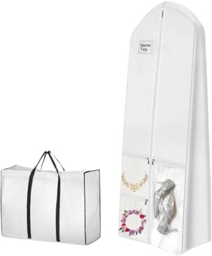 Anlising Brautkleidhülle Kleidersack, Kleidersack Brautkleid, Hochzeitskleider Kleidersack, Anzug Schutzhülle Weiß, Atmungsaktive Anzugtasche Weiß, für Hochzeitskleider, Anzüge(weiß)