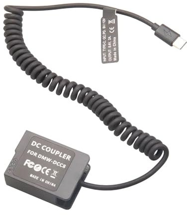 DMW-BLC12 Power Adapter Dummy Battery with USB-C Cable for Panasonic FZ300 G7