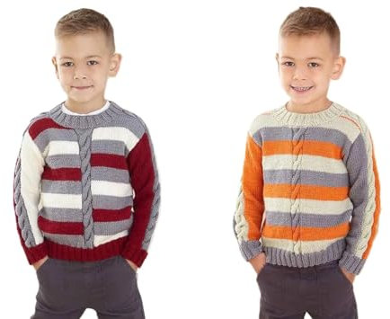 King Cole Kids Double Knit Knitting Pattern Boys Cable Detail Sweaters (6261)