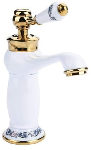 Robinet Rétro de Lavabo Salle de Bain,Mitigeur Robinet Antique Vintage avec Poignée en Céramique,Robinetterie Salle Bain Eau Chaude et Froide (Blanc)