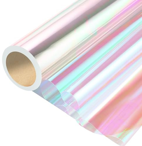 woric Irisierende Folie, 43cmx25m Regenbogen Cellophan Rolle Geschenkfolie Farbig Blumenfolie Verpackungsfolie für Geschenke Blumenstrauß Geschenkkorb Hochzeit