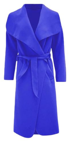 RATAZ Women’s Long Duster Jacket Ladies Waterfall Italian Belted Coat Plus Size UK 8-22 (UK, Alpha, One Size, Regular, Regular, 2XL (20-22), Royal Blue)