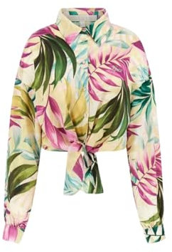 GUESS Camicia Donna LS Bowed Jun Shirt W5GH0IWH9C2 7620837012354 - Verde Verde Rosa P8FY