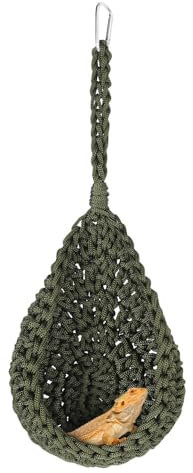 DONGKER Reptile Hammock,Hanging Bearded Dragon Swing Stand Nylon Rope Hand-woven for Bearded Dragon Leopard Gecko Lizard Birds Parrots