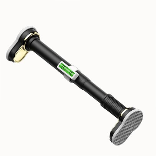 Tringle Penderie Barre de Penderie Extensible en Métal 3.7 4.3 4.9 m, Barre de Rideau de Douche Décorative avec Niveau à Bulle, Barre de Valet de Penderie Rétractable Sans Perçage(Black,3.0-4.3m (9.8-