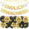 Jugendweihe Deko Set, Jugendweihe Luftballons Schwarz Gold Endlich Erwachsen Alles Gute zur Jugendweihe Girlande für Junge Mädchen Jugendweihe Deko Party, Raumdekoration