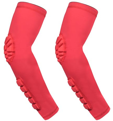 Gomitiere Portiere Calcio, Gomitiere Pallavolo Gomitiera, Gomitiere Palestra Braccioli Imbottiti Manicotti Pallavolo,Confezione Da 2 (Red,M)