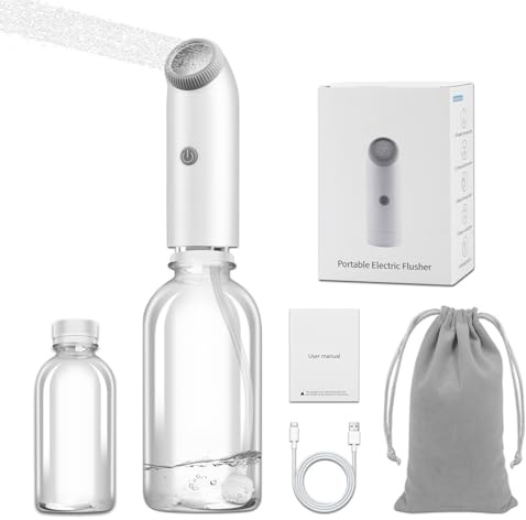 Herramienta de limpieza portátil para inodoro para bidé, herramienta para viajes, IPX7 impermeable, pulverizador eléctrico con película de descompresión automática, boquilla de ajuste de 180 grados