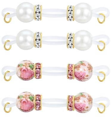 AVYRING 2 Paar Fake Nippelpiercing Schmuck, Verstellbare Elastische Schlingen Non-Piercing Nippelringe für Frauen, Elegante Designs mit Blütenperlen (Glow in the Dark), Faux Perlen & CZ