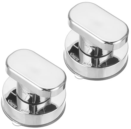 QUARKZMAN 2 Stück Saugnapf Glas Spiegel Türgriff Dusch Türgriff 62x50mm | Selbstklebender Sofort Push Pull Armlehne, Silberfarben, Für Fenster Schrank Toilette