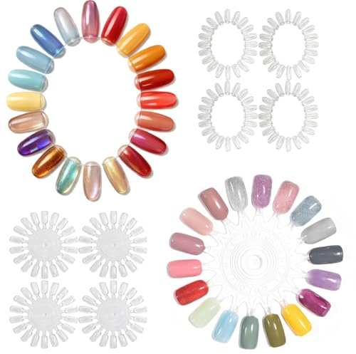 TEOZBLU 190 Pcs Nail Art Tips Ring Stick Klar Nagel Display, Nagel Ring, Nail Tips Stiletto, Nail Stand, Nagelspitzen Gelnägel Zubehör Für Display Und Praxis Diy Nail Art Für Nagelstudio Und Anfänger