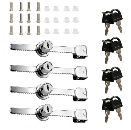 4PCS Serrure Porte Coulissante Verrou pour Vitrine en Verre et Porte en Verre (Clé simple)