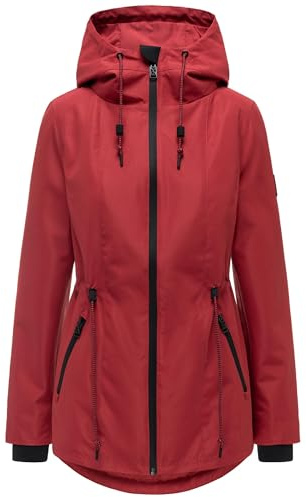 Navahoo Damen leichte wasserdichte Übergangsjacke kurze Jacke mit wasserdichtem Verschluss, Taillenzugkordel und verstellbarer Kapuze Blumentanz 14 S-3XL