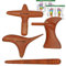 Thai Massageholz Set (6 Teile): 1 x Stäbchen + 1 x Kreuz + 1 x Punkt-Holz + 1 x Vogel + 2 DIN A4 Plakate als Massagehilfe bei Selbst-Massage Triggerpunkte aus Echt-Holz