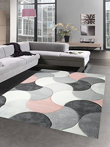 CARPETIA Tapis de Salon Design Tapis Court Pile Gouttes Rose Gris Beige Größe 200 x 290 cm