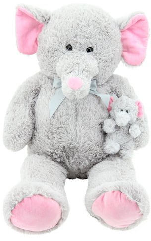 Sweety Toys 10394 Plüsch Elefant Kuscheltier 100 cm Mama mit Baby Soft, grau