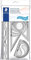 Staedtler 569 - Polybag 1 Set di Geometria Flessibile E Infrangibile (Regola 30 Cm, Goniometro 10 Cm, Squadre 60/30 & 45/45) Colori Assortiti