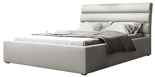 Mirjan24 Polsterbett Nizza mit Rollrost, Farbauswahl, Microfaser, Doppellbett, Bett, Ehebett mit Polsterkopfteil (Victoria 14 865, 180 x 200 cm)
