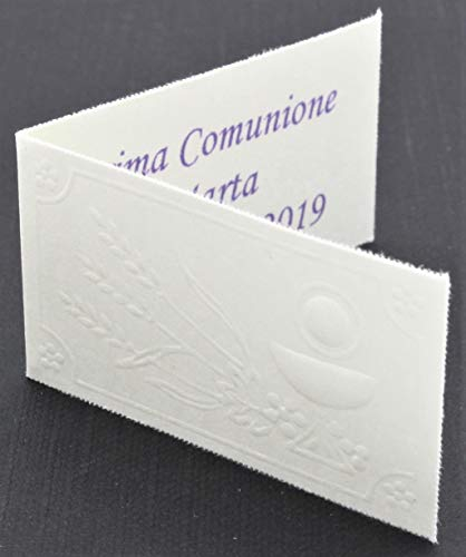 LE GEMME DI VENEZIA Bigliettini per Bomboniera Prima Comunione con Calice A Rilievo Stampa Personalizzata a Colori (Pezzi 30)
