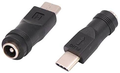 AAOTOKK Tipo C USB Macho a CC 5,5x2,1 mm Conector Hembra Conector de Carga de Barril Adaptador de Corriente Tipo C Conector USB de 5 V para Dispositivo de Carga USB Tipo C (2-Unidades-Type c)
