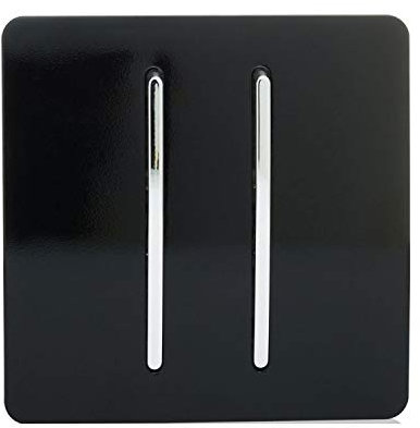 Trendi 2 Gang (2 Way & Intermediate) Glossy 10 Amp Rocker Light Switch Piano Black
