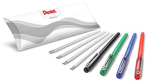 Pentel BX460 iZee Kugelschreiber 4 Farben Set inkl Nachfüllminen, farblich sortiert, Strichstärke 0.5 mm