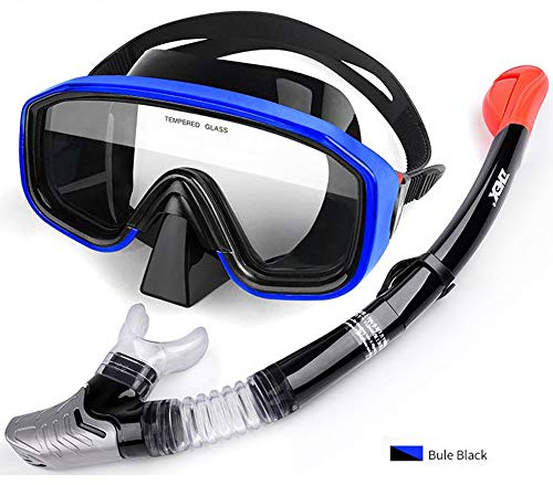 FACAI Schnorchelmasken Taucherbrille Mit Schnorchel Tauchmaske Vollgesichtsmaske Schnorchelmaske Vollmaske Erwachsene Tauchermaske,Blue