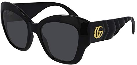 GUCCI Womens GG0808S Sunglasses, Black-Black-Grey, 53