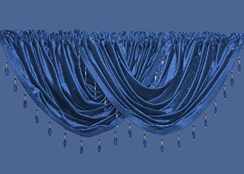 John Aird Velvet Crystal Beaded Curtain Swag (Blue)