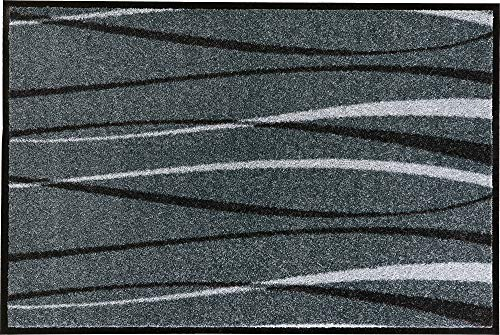 Erwin Müller Fußmatte Mayen, Schmutzfangmatte, Sauberlaufmatte Streifen grau Größe 80x150 cm - langlebig, pflegeleicht, rutschfest, für Fußbodenheizung geeignet