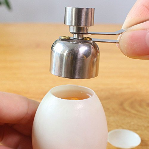 Stainless Steel Egg Cracker TopperEggshell Opener for Raw, Soft or Hard Boiled Egg(L) Egg Tools