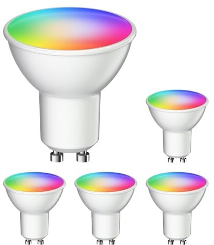 ledscom.de 5 Stück GU10 LED RGB Leuchtmittel, PAR16, warmweiß - kaltweiß (2900-6200 K), 5,5 W, 473lm, 103°, Smart Home, WLAN, Alexa, matt