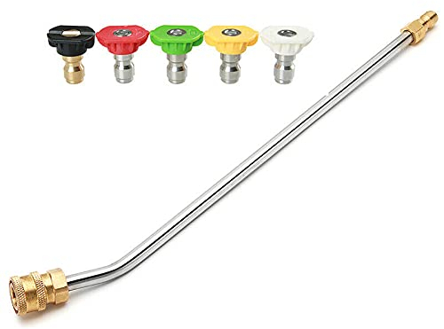 TOTMOX Estensione lancia a pressione, rondella in acciaio inox, estensione angolare, lancia di estensione 30°, 5000 PSI 35 cm, con ugelli di 5 colori
