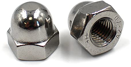 Hutmutter hohe Form nach DIN 1587 rostfreier Edelstahl A2 V2A Sechskant-Hutmuttern (10 Stück, M4)