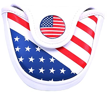 ANCLLO Golf Club Mallet Putter Cover Magnetic Closure Creative USA Flag Pattern Golf Putter Headcover