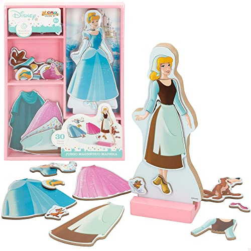 COLORBABY 48728 Woomax-Disney Jgo Kleider, Holz, Magn, 22 x 30 cm, Prinzessinnen, 30 piezas