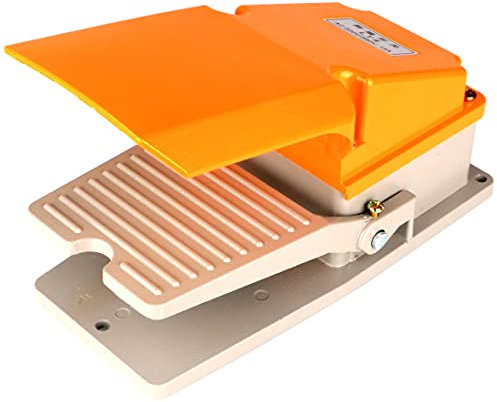 GUUZI Interruttore a Pedale Momentaneo in Metallo Resistente Interruttore a Pedale per Alimentazione Elettrica Momentaneo SPDT NO NC 0~380V/15A (Giallo)