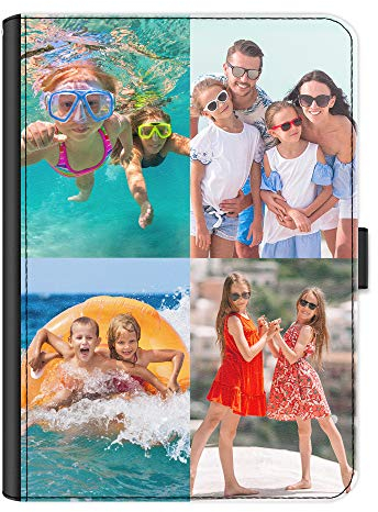 Personalised Case For All Apple iPad Models 10, 9, 8, 7, 6, Air 11, Pro 12.9,13 inch, Mini, 360 Swivel PU Leather Side Flip Folio Cover, Customise with Photo Collage - Four Image