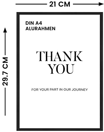 DriftElement Alu Bilderrahmen Metallrahmen | DIN A4, DIN A3, 50X70 cm aus Aluminium Bilderrahmen | Farbe: schwarz matt | 21 x 29,7 cm | 29,7 x 42 cm (DIN A4)