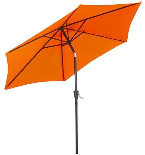Outsunny 2.6M Garden Parasol Umbrella with Tilt and Crank, Outdoor Sun Parasol Sunshade Shelter with Aluminium Frame, Orange