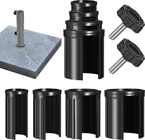 4 Pcs Patio Umbrella Parasol Base Stand Hole Ring Plug Cover Umbrella Stand Replacement Part Patio Umbrella Replacement Parts with 2 Hand Knob Suit for Diameter 1, 1.3, 1.5 and 1.9 Inch Umbrella Pole