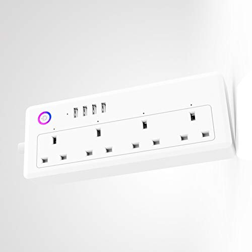 EXCALIBUR - WiFi Wireless UK Smart Plug Socket Extension Lead USB For Alexa Google Home Nest