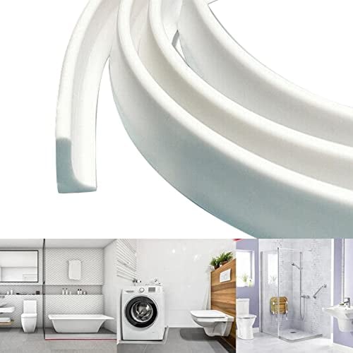 jackfru Striscia protettiva per doccia, soglia flessibile per doccia, bagno, cucina, bagno, barriera d'acqua, striscia in silicone, per separazione a umido e secco (2 m x 1,6 cm x 3 cm), Bianco