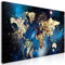 decomonkey Bilder Weltkarte 140x70 cm 1 Teilig Leinwandbilder Bild auf Leinwand Vlies Wandbild Kunstdruck Wanddeko Wand Wohnzimmer Wanddekoration Deko Welt Kontinente Abstrakt Galaxy Blau Klimt