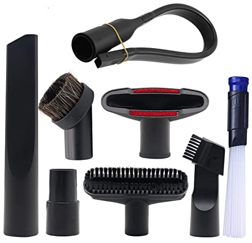 ANBOO 8 Stück 32mm Staubsauger Aufsatz Bürste, 32/35 mm Bürstendüse Fugendüse mit Biegbar Fugendüse, Universal 6 Stück Polsterdüse Fugendüse für Kärcher, Miele, AEG, Siemens, Hoover Staubsauger