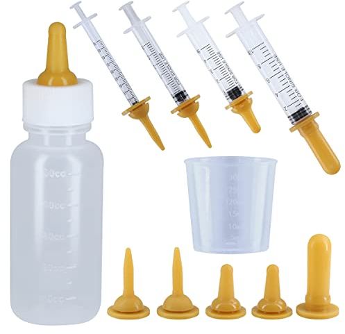 ciciment 10 Pack Feeding Bottle and Feeding Syringe with nipple for Puppy Kitten Squirrel and Other Newborn Pets Slow Feeder