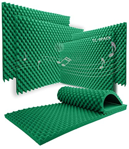 TEMGCUAM Schalldichte Schaumstoffplatten, 121,9 x 61 x 5,1 cm, Eierkisten-Schaumstoff-Pad, hochdichte, schalldichte Wandpaneele für Heimstudio, Geräusch- und Wärmedämmung, mit selbstklebenden